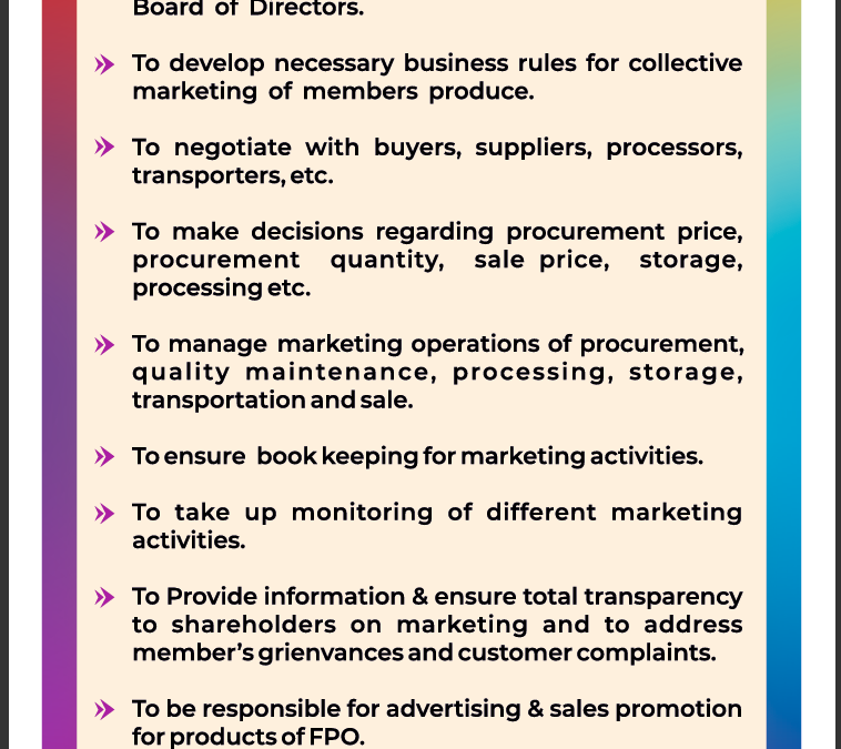 FPO- Roles and Responsibilities of Marketing Sub- Committee